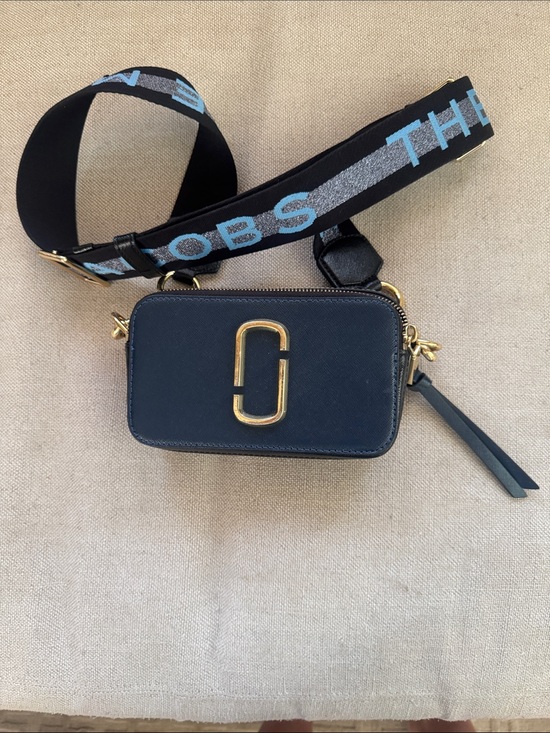 Marc Jacobs Handbags - Marc Jacobs Navy Snapshot Bag with Branded Light Blue Strap